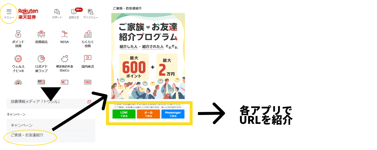 自分の紹介URL確認画面